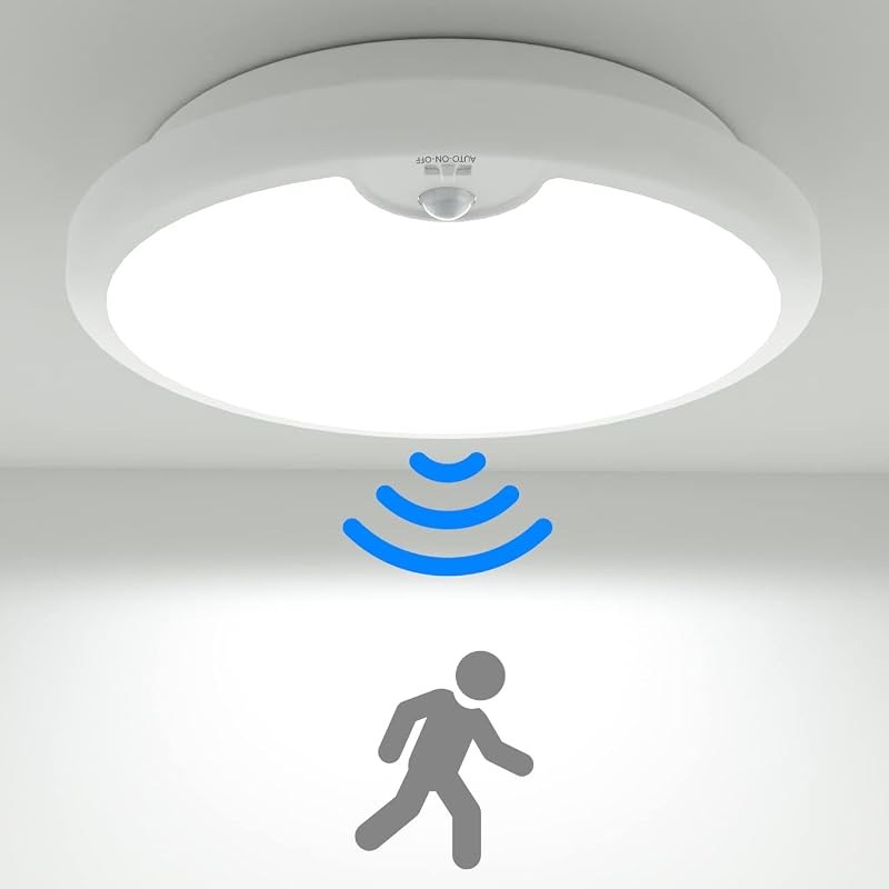 Peasur Motion Sensor LED Ceiling Light 6000K 300LM Battery Powered Ø18cm