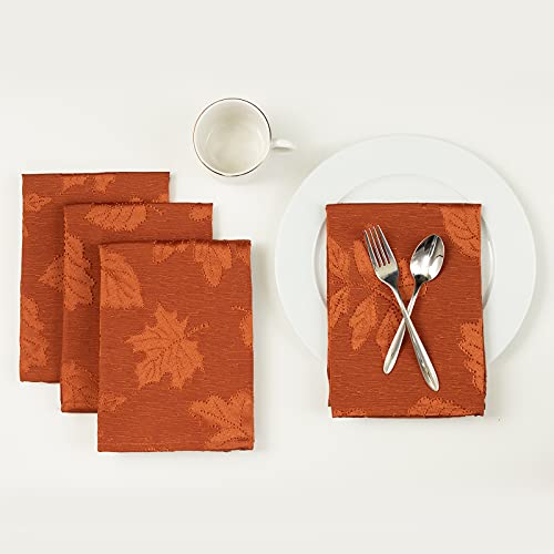 Benson Mills Harvest Legacy Damast-Stoffservietten für Herbst, Ernte und Thanksgiving Tischdecken (rost/gebranntes Orange, 45,7 x 45,7 cm, 4 Stück)