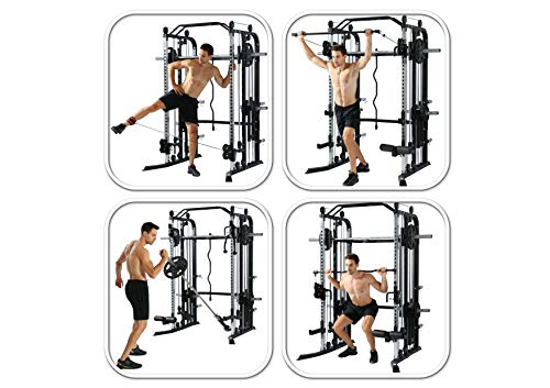 MiM USA Complete Set of Functional Trainer Smith Machine Power Cage & Adjustable Weight Bench All-in-One Ultimate Home Gym Strength Solution SM+FT 1001 Pro - Thumbnail 4