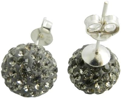 925 8MM Silver Gray Crystal Stud Earring Jewelry