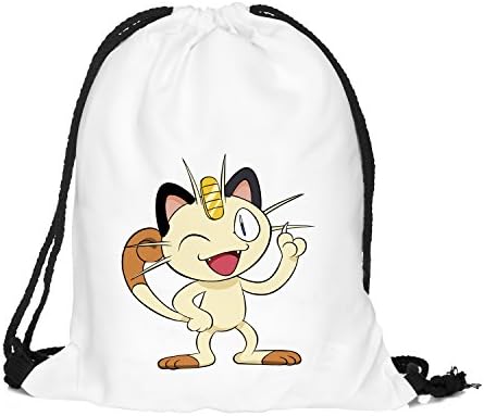 Orlesp Original Shoulder Bag Pumping Rope Backpack Pokemon Go! Pattern Printed Bundle Mouth Single Pocket (Beige)