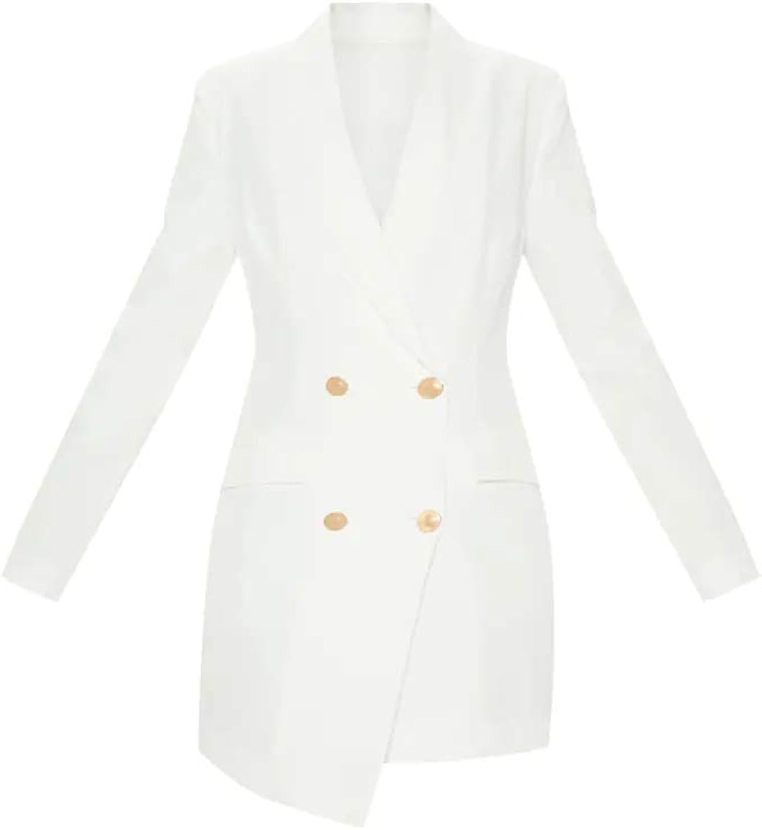 UNIQUE21 Women Luxe Stain Breasted Asymmetric Blazer Dress - Ladies Elegant Casual Work Office Events Blazer Dresses