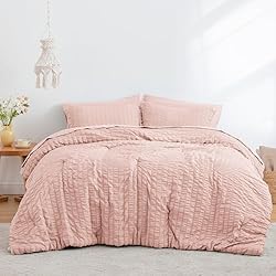 Love's cabin Seersucker Pink King Size Comforter