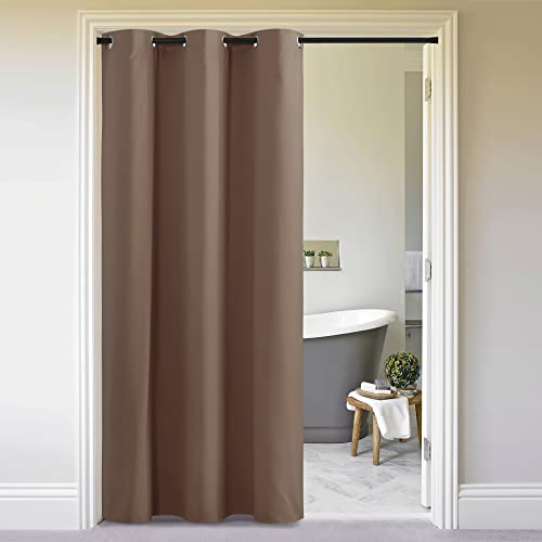 NICETOWN Sound Reducing Room Divider Curtain Screen Partition, Function Thermal Blackout Patio Door Curtain Panel, Sliding Door Insulated Curtain, Cappuccino, 5ft Wide x 10ft Long