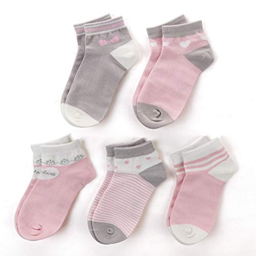 SUNBVE Toddler Little Girls Fun Cotton Ankle Socks 5 Pairs Pack