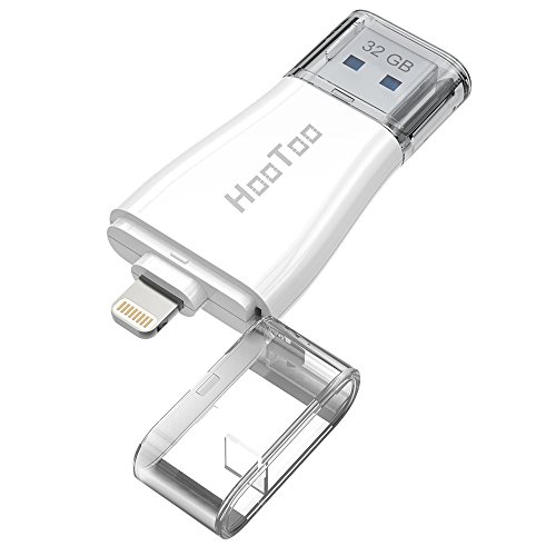 iPhone iPad Flash Thumb Pen Jump Drive 32GB USB 3.0 Adapter with Lightning Connector for iOS Mac Windows, HooToo External Storage Memory Stick, White