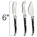 Laguiole By FlyingColors Butter Knife Spreader Cheese Knife Set, with Wooden Gift Holder, 3 Pieces (Black)