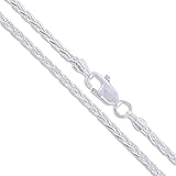 Sterling Silver Diamond-Cut Wheat Chain 2mm Solid 925 Unique Spiga Necklace 24