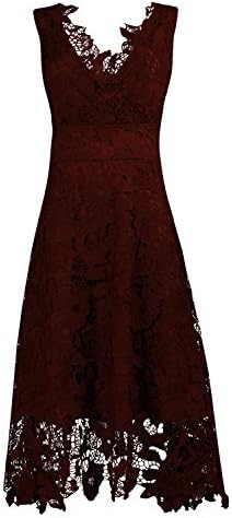 KIMILILY Women's V Neck Elegant Floral Lace Swing Bridesmaid Dress