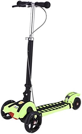 LinRin Hand and Foot Break Extra Thick PU Wheel Aluminum Base Foldable Scooter, Green