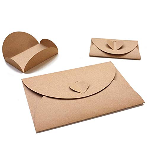 HANSGO Gift Card Envelopes, 100PCS 4 x 2.8 inch Cute Envelopes Small Gift Card Holders Mini Seed Envelopes with Heart Shaped Clasp