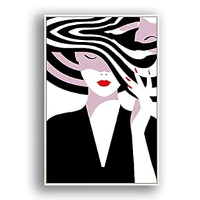 Fashion Girl With Pink Zebra Hat - Framed Canvas