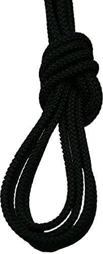 Combat / Army Boot Military Shoelaces, Round, approx. 1/8in (3mm) wide, 79in (200cm) long, 1 pair (2 laces), Black, black metal tips