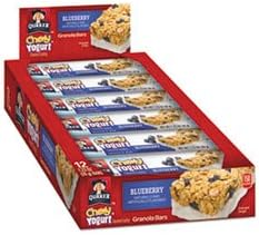 Quaker 31569 Chewy Yogurt Granola Bars, 1.23 oz Bar, Blueberry, 12/Box, 8 Box/Carton