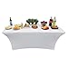 Houseables White Tablecloth, Cover for Folding Table, Fits 6' Tables, 1 Pk, Spandex Linen, Rectangle, Elastic, Stretchable, Tablecloths Fitted, Covers, Cloth, Scrim, Wrap, Skirt, Trade Show, Banquet