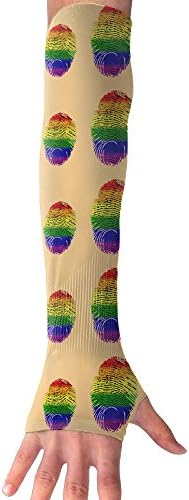 HAIRUIYD Arm Sleeves Lgbt Finger Prints Women's Anti-uv Sun Protection Forearm Block Fingerless Long Arm Warmer