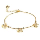 Women's 18K Gold Tone Lucky Zircon Elephant Charm Bracelets Adjustable L6.6+1.8
