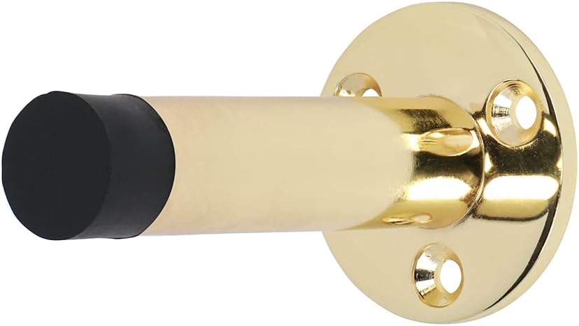 TIMCO Projection Door Stop Polished Brass Wall Skirting Rubber Buffer Tip