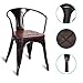 COSTWAY Dining Chairs Industrial Metal Stackable Armrest Chairs Bistro Metal Wood Stool Furniture, Set of 4 (Copper)