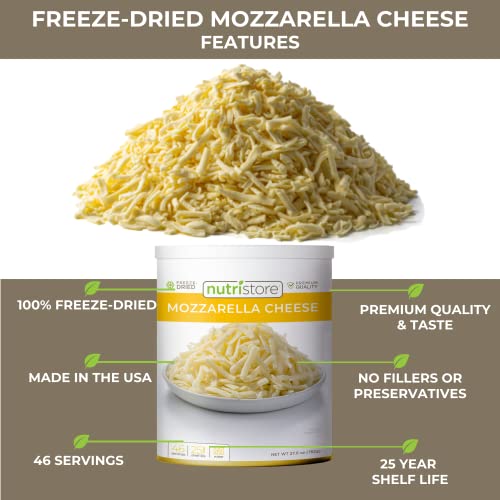 Nutristore Freeze Dried Mozzarella Cheese Shredded Bulk Emergency Food Supply Perfect for