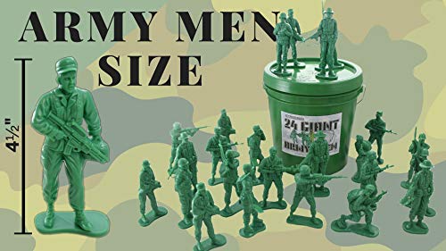 Well Pack Box Green Bucket of 24 Giant Army Men Tall Action Figures Soldiers Perfect for Sandbox Bathtub Party