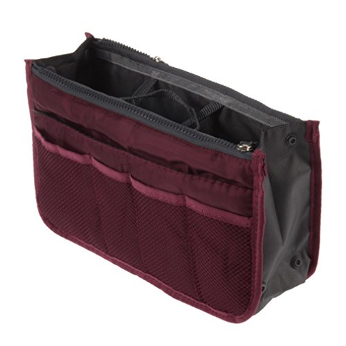 WITERY Travel Essential Bags-in-Bag,Travel Storage Mesh Bag Organiser iPad Case Cosmetic Bag Make-up Beauty Wash Bag Red