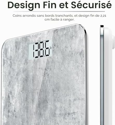 Pèse-personne numérique pour poids corporel, affichage LED, béton