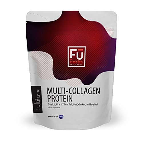 Multi Collagen Peptides Protein Powder - Fū Carbs Blend of Wild Caught Fish, Grass-Fed Beef and Free Range Chicken Eggshell Collagen Provides The Ideal Mix of Collagen Types I, II, III, V, X. 16 oz