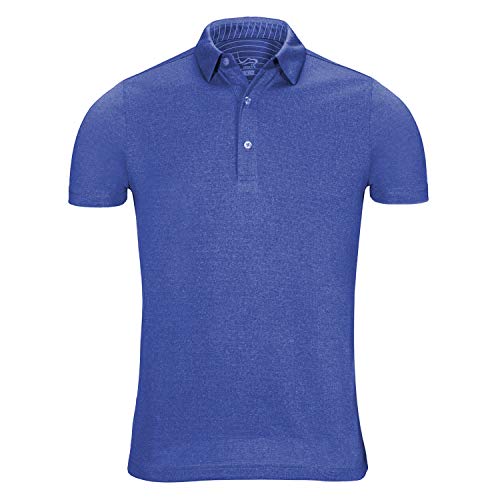 EAGEGOF Regular Fit Men's Performance Polo Shirt Stretch Tech Golf Shirt Short Sleeve Royal Blue Heather