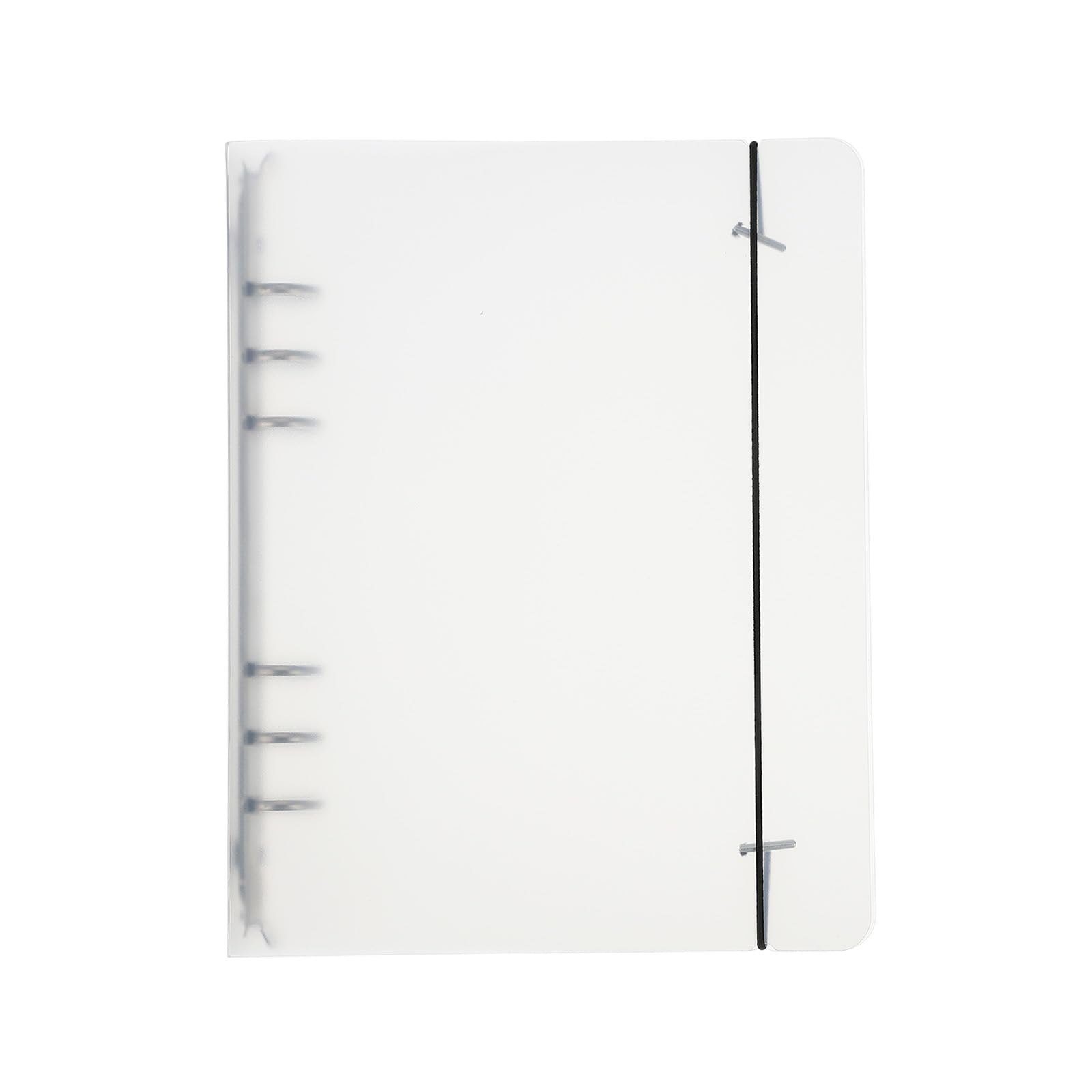 PATIKIL A5 Binder Cover, 1 Pcs PP 6 Ring Round Ring Binder Cover with Black Fixing Belt Metal Lock Loose Leaf Binder Protector Refillable Notebook for Meeting Folder, Matte White