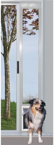 Vinyl Dog Door, 93" Tall, White Vinyl Patio Door with X-Large Pet Door
