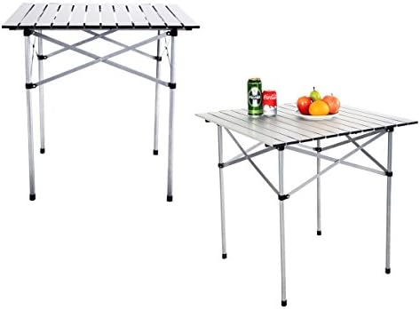 Folding Picnic Table Square Lightweight Portable 2pcs Aluminum Outdoor Garden with Bag