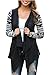 Relipop Women Black and White Striped Long Cardigan Loose Jacket (X-Large, 2 Black)