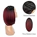 MISSWIG Female Wigs Relistic Looking Wine Red Synthetic Side Part Hair Short Bob Ombre Black To Red Full Wigs for Women