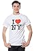 I Love NY Men's Short Sleeve T-Shirt, Small, White