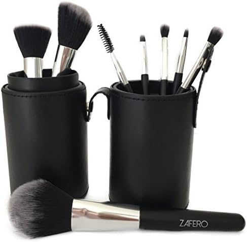 ZAFERO Professional Makeup Brushes, Cylinder Case, Pack of 8