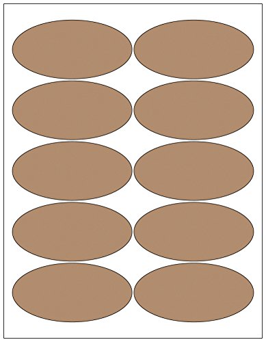50 Kraft Oval Beer Bottle Labels, 4 x 2 inches
