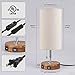 USB Table Desk Lamp Set of 2, Bedside Nightstand Lamp with 2 USB Charging Port, Solid Wood Unique Lampshde,Convenient Pull Chain for Bedroom Living Room