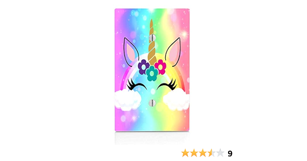 Amazon Com Lindo Arco Iris Unicornio Flores Cara Rosa Azul Amarillo Purpura Colores Decoracion Placa De Pared Cubierta Hogar Y Cocina