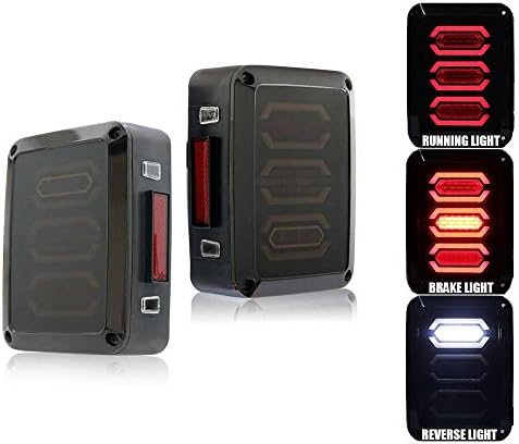 G3 Diamond Series Smoke Lens Red LED Tail Brake Light Assembly w/Turn Signal & Back Up For Jeep Wrangler JK JKU 2007-2017