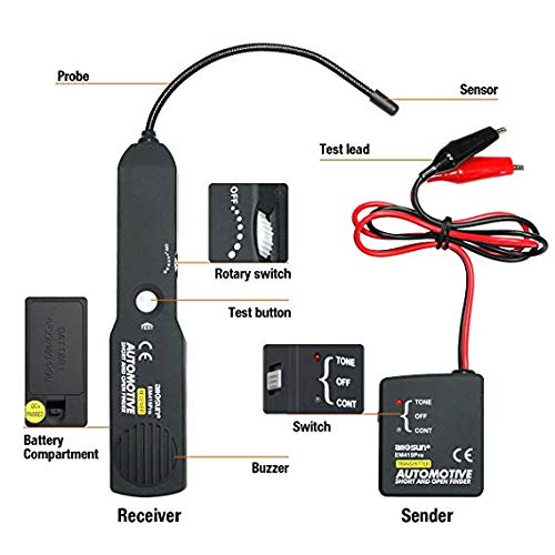 LongStone Pro Automotive Short and Open Finder Circuit Tester Wire Tracker Circuit Finder DC 6-42 V Short Circuit Detector Short Detector Tool Power Probe Short Finder