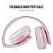 Alltrum Over-Ear Headphones,Hi-Fi Stereo Headset,Adjustable Headsets for Traveling/Sports/Relaxation,Foldable Headphones with Microphone and Music Playback for Most of Smartphones – White-with-Pinkthumb 3