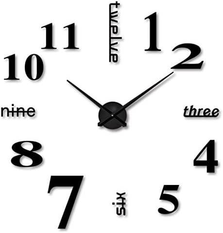 Yeefant Simple Modern Art DIY Removable Easy Install DIY Acrylic 3D Mirror Surface Wall Sticker Decorative Clock for Living Room Bedroom,Black