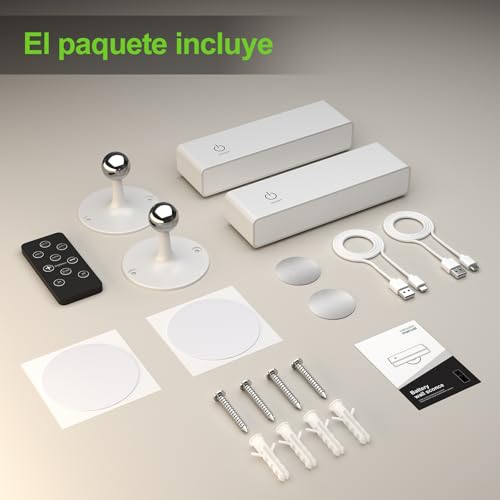 YiLaie Wall Lamps 2 Pcs, Interior Wall Sconces with Remote Controls, 3 Colour Temperatures, Touch Control, Wall Light 360° Rotatable Suitable for Bedroom, Living Room, Reading