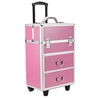 Ryokozashi Rolling Aluminum Makeup Case, Makeup Artists Multifunction Cosmetics Trolley Train Case, Cosmetic Trolley Train Case Sliding Drawer With 6 Retractable Trays