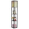 COSTWAY Staande lamp met houten plank, 3-laagse staande lampen, 160 cm hoog vloerlamp voor woonkamer en slaapkamer, 2-in…