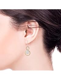 Preciosos aretes en dos tonos de plata de ley 925 y chapado en oro de 14 K, diseño de multicírculos