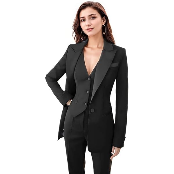 women's tuxedo dress suits Amazon.com: Womens Tuxedo 3 Piece Suit Sets for Women Blazer Pants Vest Set  Womens Business Professional Outfits Black : Clothing, Shoes & Jewelry