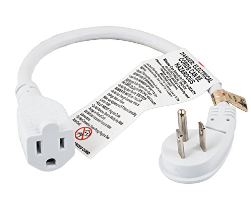 Cable Leader 1ft Ultra Low Profile Power Extension Cord NEMA 5-15P to NEMA 5-15R (White)