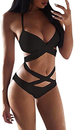 Women Swimwear, Sunday Ladies Sexy Plus Size One Piece Bikinis Set Swimwear Women Vintage Lace Push Up Swimsuit V Neck Beachwear Causal Push Up Padded Bikini Bathing Suit